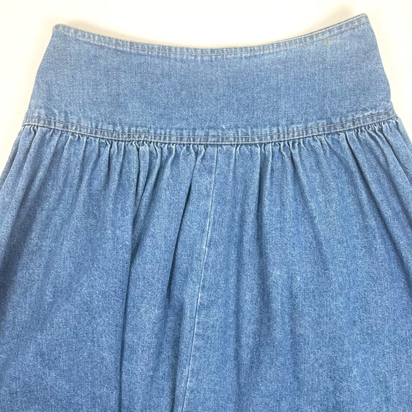 Vintage 90’s Candie’s Prairie Western Button Down Denim Maxi Midi Skirt - Picture 10 of 16